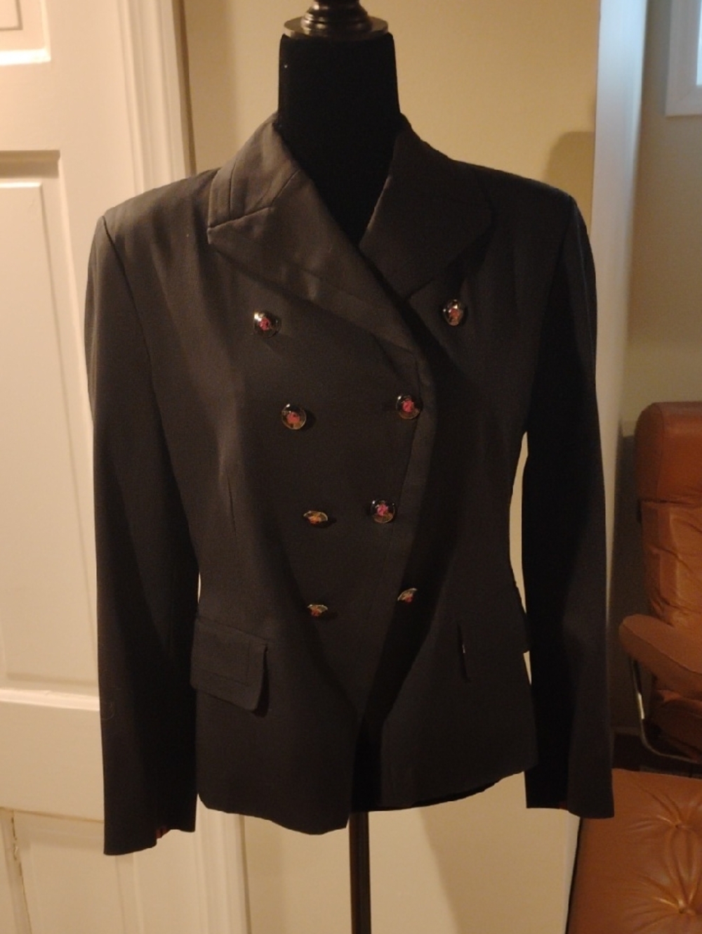 Faconnable Double-Breasted Dark Navy Women's Blazer Jacket 8